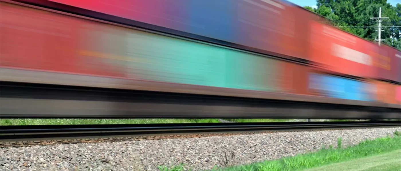 Colorful railcar on tracks